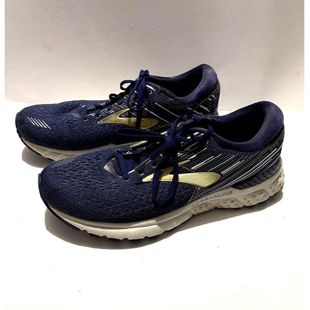 Brooks Adrenaline 19 sneakers athleisure shoes sports blue gold men's 10